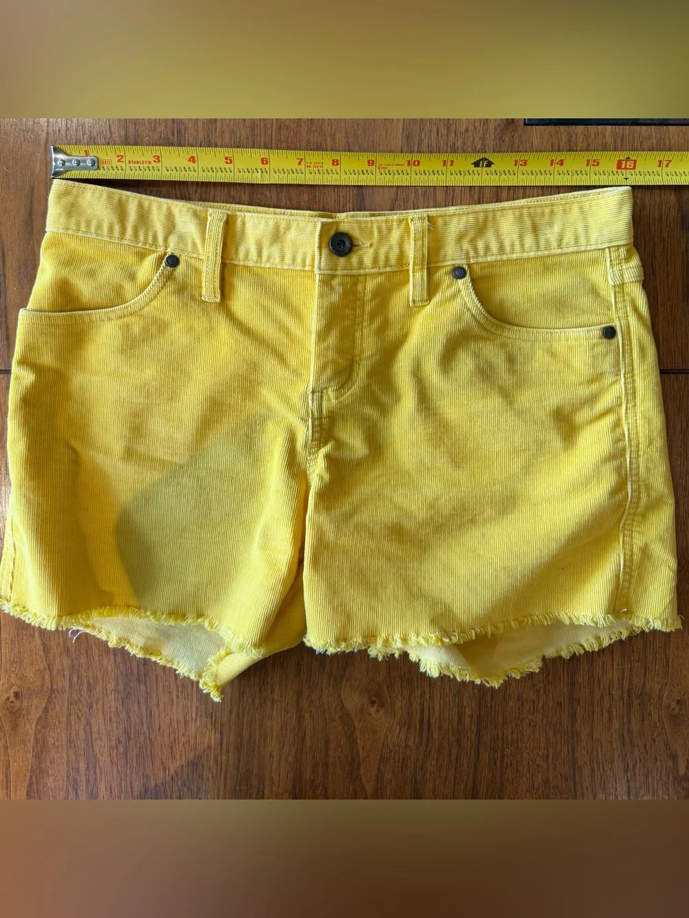 Carve Designs Yellow Corduroy Frayed Hem Shorts